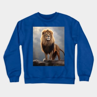 Majestic Grandeur: The Hyperrealistic Oil Painting of an Amazing Zoo Lion Crewneck Sweatshirt